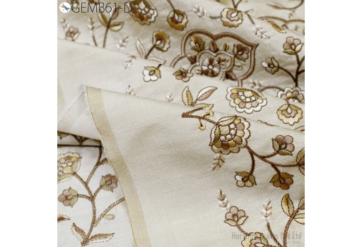 Home Decor Beige Embroidery Viscose Dupioni Fabric by the Yard Sewing DIY Crafting Costumes Doll Bag Indian Embroidered Wedding Dress